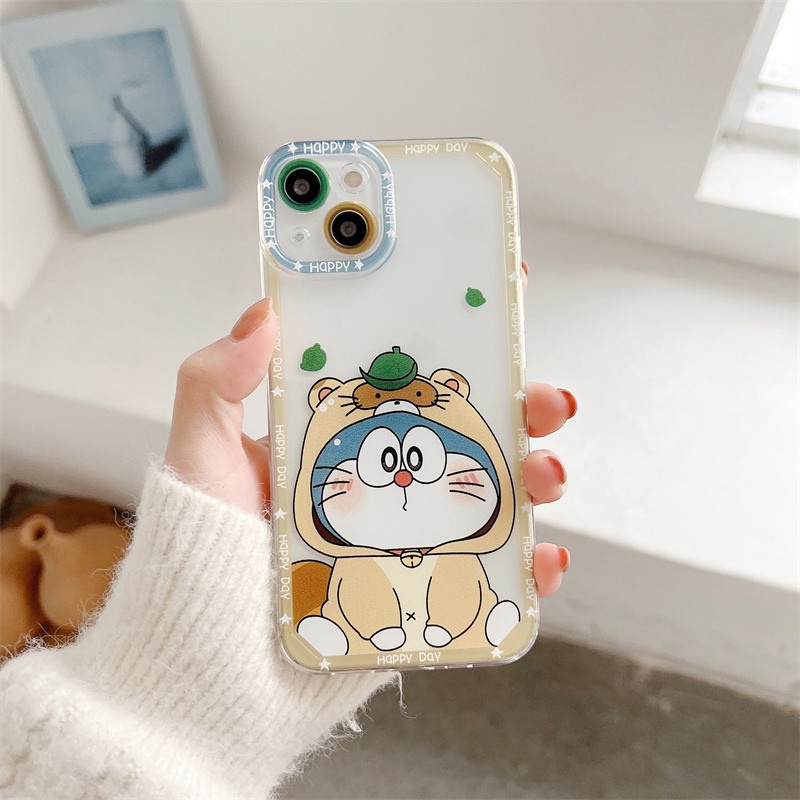 Angel Eyes Doraemon TPU Clear Lens Melindungi Soft Case ip iPhone 7 8 14 + Plus X XR XS Max 11 12 13 Pro Max SE 2020 Casing Samsung Galaxy S23 Ultra Plus A14 A34 A54 5G
