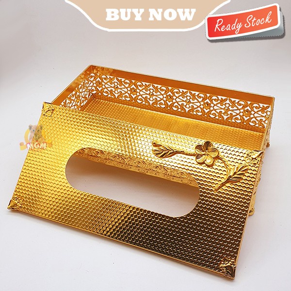 LUXURY Metal Klasik Gold Tempat kotak tisu Tissue Box elegant Bunga