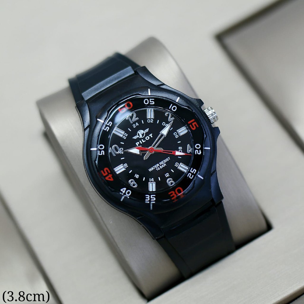 JAM TANGAN PRIA PILOT RUBBER - DIAMETER 3,8 CM