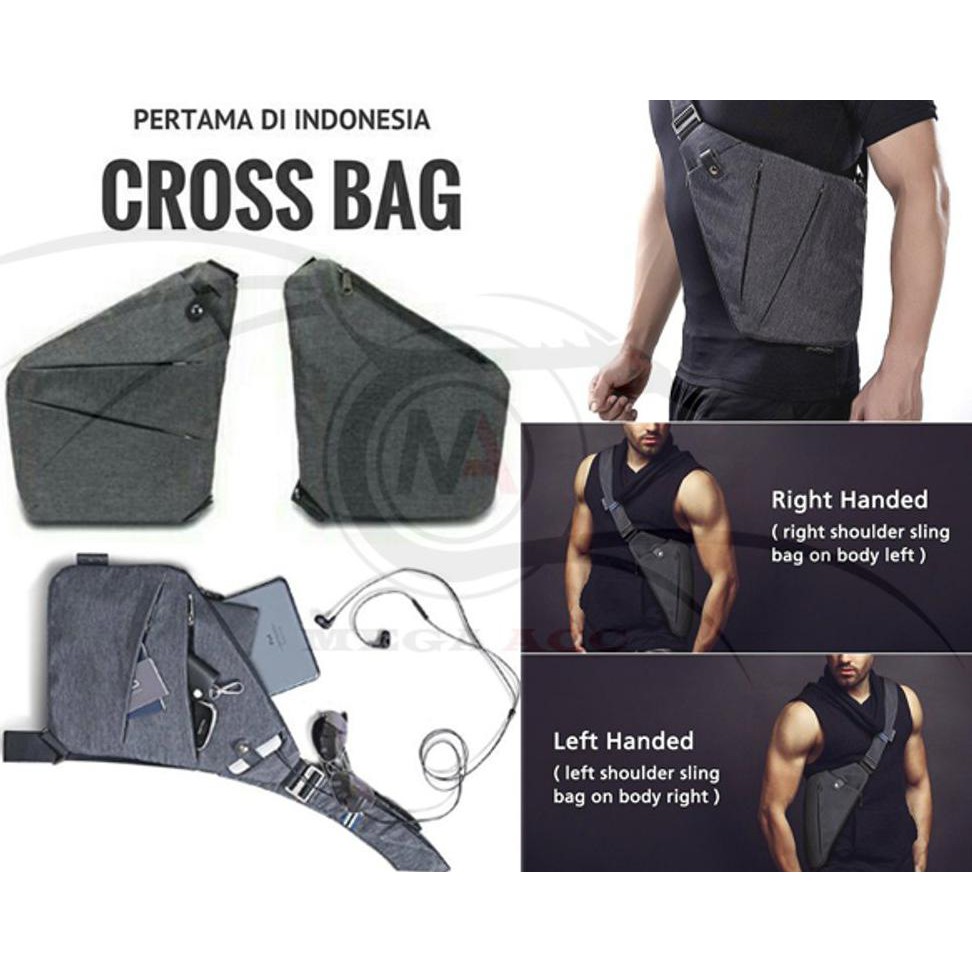 Paling Murah Niid Sling Shoulder Crossbody Chest Bag Slim Anti-Theft Multipurpose Daypack - Abu-