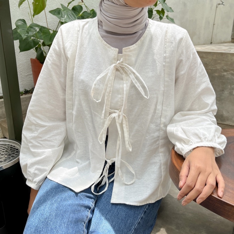 Julja Top | Blouse Wanita | Baju linen | Baju tali pita