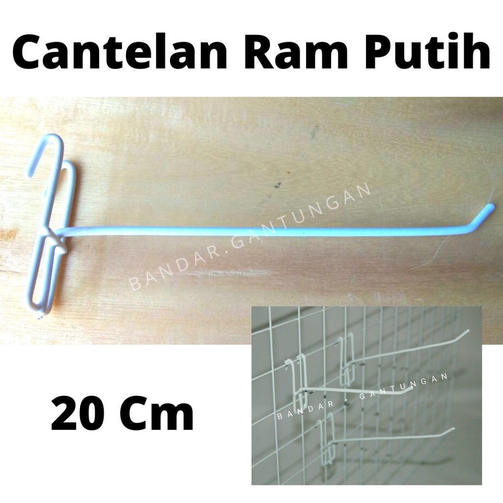 Cantelan Putih TEBAL Cantolan Cantelan Ram Putih 20 cm Cantelan Ram Hanger Aksesoris Single Ram Putih Display Rak-BH