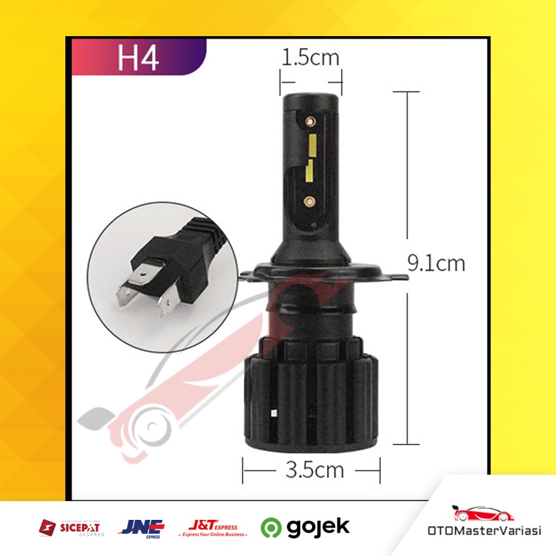 Lampu LED Mobil H4 Super Terang Lampu Utama Mobil LED Putih 6000K Sepasang 2 pcs Kualitas Premium