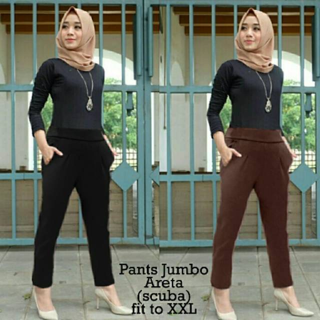 pants jumbo areta XXL, celana, celana panjang, celana wanita, celana casual, celana Jumbo,ootd,modis