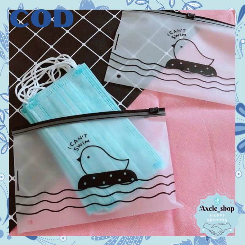 (COD)1pc Tas Pouch Desain Anak Ayam/Bunga Aster Kartun Ukuran 20x13.5cm