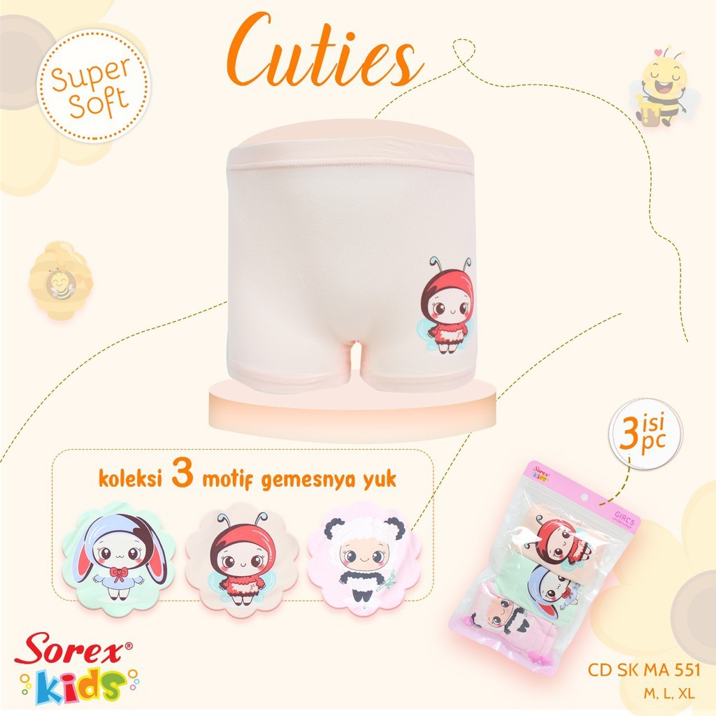 CD Super Soft Boxer Anak Perempuan Sorex HP787, SK MA215, MA501 &amp; MA551 / Celana Dalam Cewek Sorex