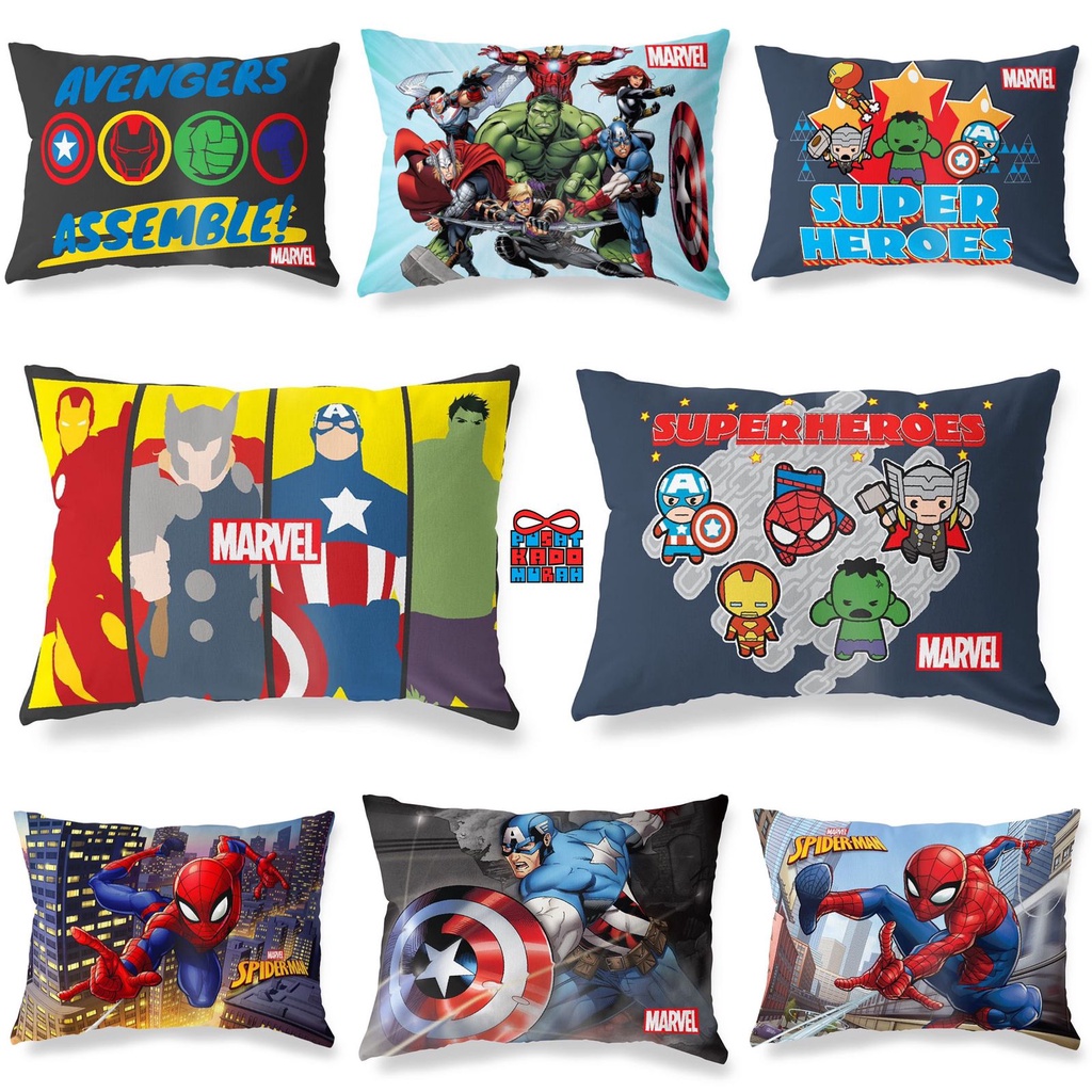 Bantal Tidur Anak Print Motif Superhero - Superman / Batman / Captain America / Spiderman / Hulk / Thor / Marvel / Avangers - Pusat Kado Murah