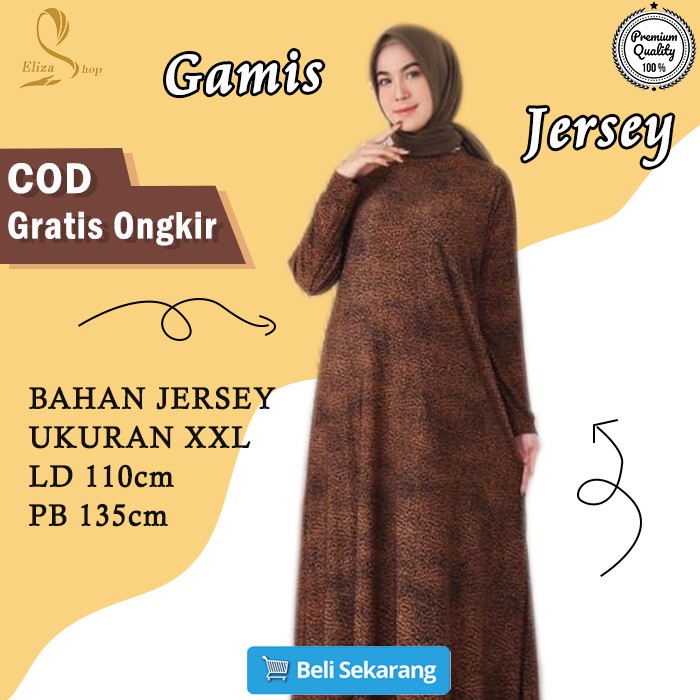 Gamis Jersey Balon Gamis Motif Macan Tutul Baju Gamis Wanita Murah Terbaru Gamis Jumbo  XXL AZ136