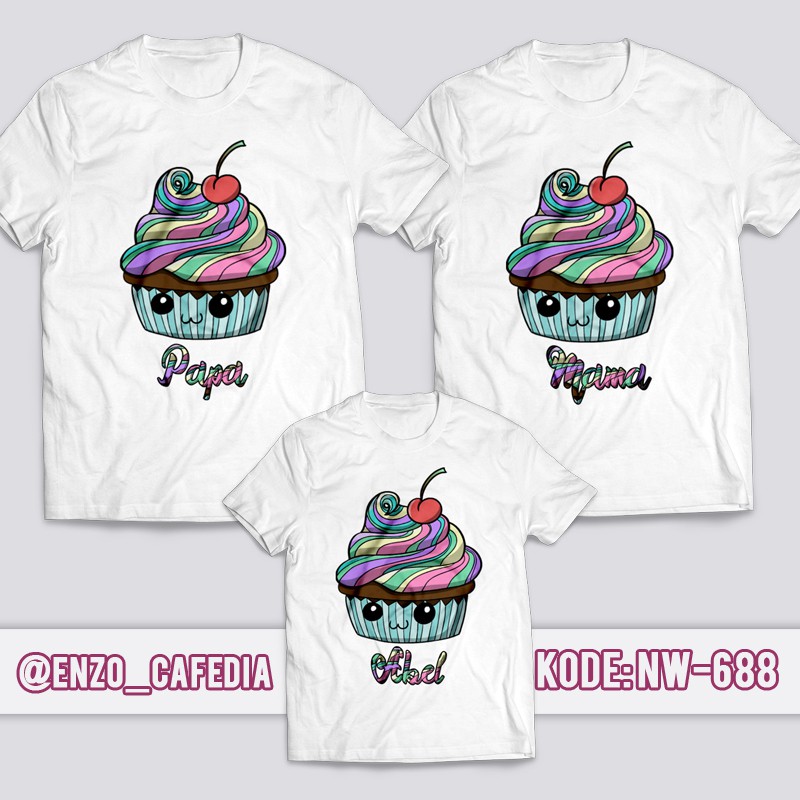 Jual Baju Kaos Couple Keluarga | Kaos Couple Family | Desain Kaos Shopkins 688 | Gratis Custom Nama