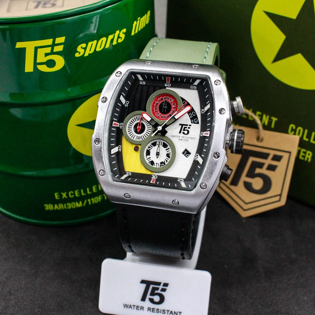 T5 H 3877 Jam Tangan PRIA T5 H3877 Crono Aktif Kulit Water Resist Original