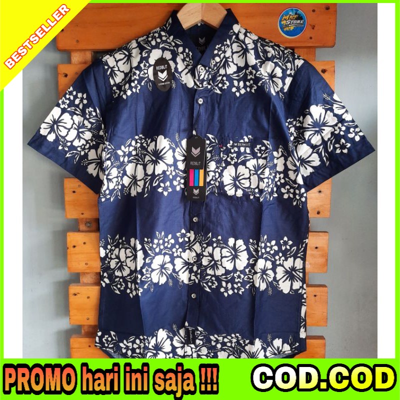 Kemeja pria surfing lengan pendek pria wanita / hem pria casual / baju pantai motif bunga