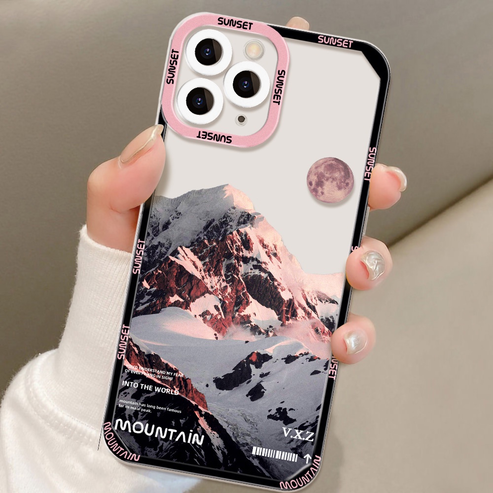 OPPO Case Transparan Motif Lukisan Gunung Salju Untuk Realme C21Y C25Y C35 C31 C20 C20A C25 C25S C12 Narzo 50A 50i C21 C15 C11 9i 8i 5Z 6g 5Z 6i 5F 6z