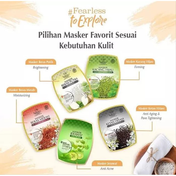 ❤ jselectiv ❤ SARIAYU Masker Beras Putih | Beras Merah | Kacang Hijau |Ketan Hitam | Jerawat | MASKER BUBUK SARIAYU