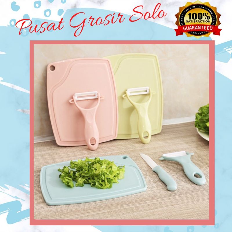 Set pisau dapur 3 IN 1 - AC 48 – Pisau  set  telenan peeler murah kitchen knive set  tempat paket pi