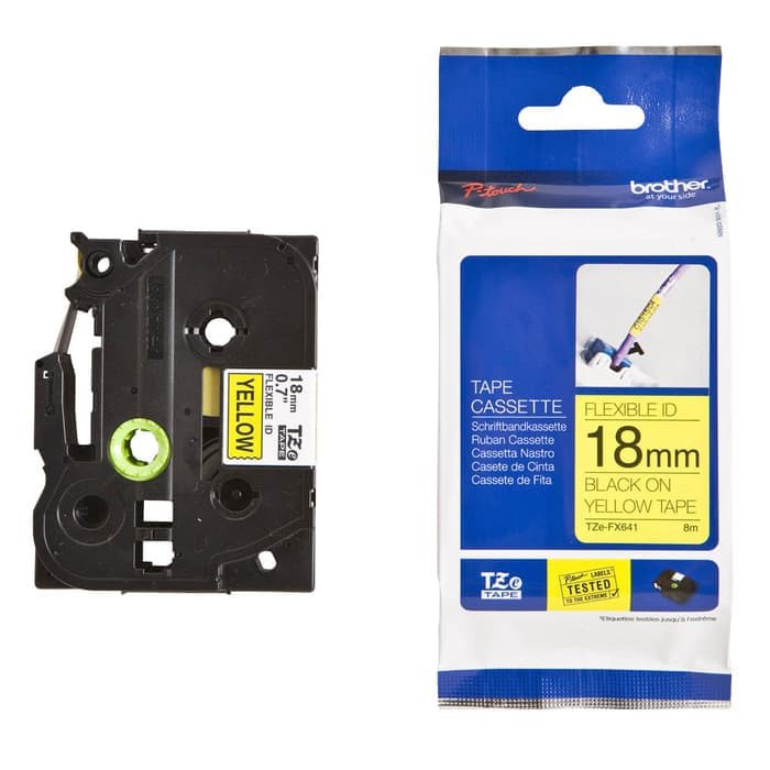 Brother Ptouch Label Tape TZe-FX641 18mm Flexible Black on Yellow