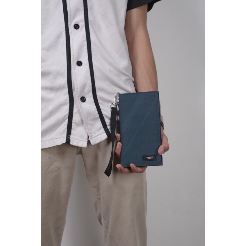 Daylan Dark Blue - Dompet lipat panjang pria dompet kartu cowok donpet laki laki Dinamican Supply