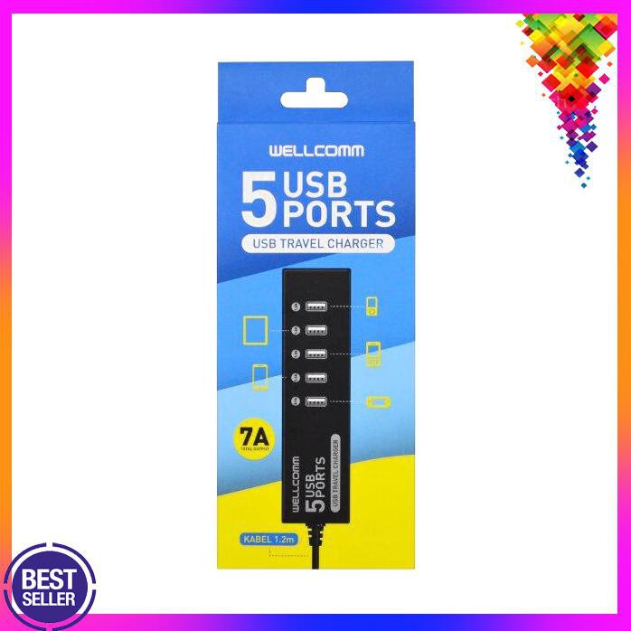 Acc Hp Travel Charger Wellcomm Usb 5 Ports Port 7A Original