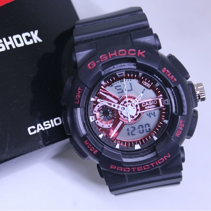 JAM TANGAN PRIA / COWOK G-SHOCK GS GA 110 BLACK LIST RED