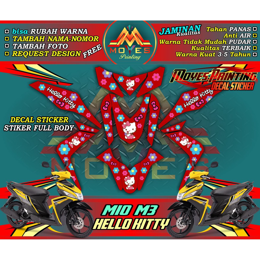 stiker mio m3 decal yamaha mio m3 full body sticker mio m3 - hello kitty