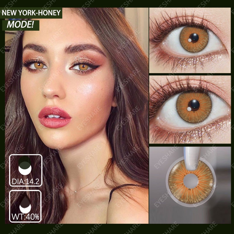 [COD]  NEW-YORK-PRO JADE-GRAY NROWN Softlens Mata Normal, Lensa Kontak Warna Alami, Soflens HAZEL-GRAY Lensa Warna, Softlens Minus 0.00/Diameter14.2MM/Mata Kore/TerbaikTahun Ini