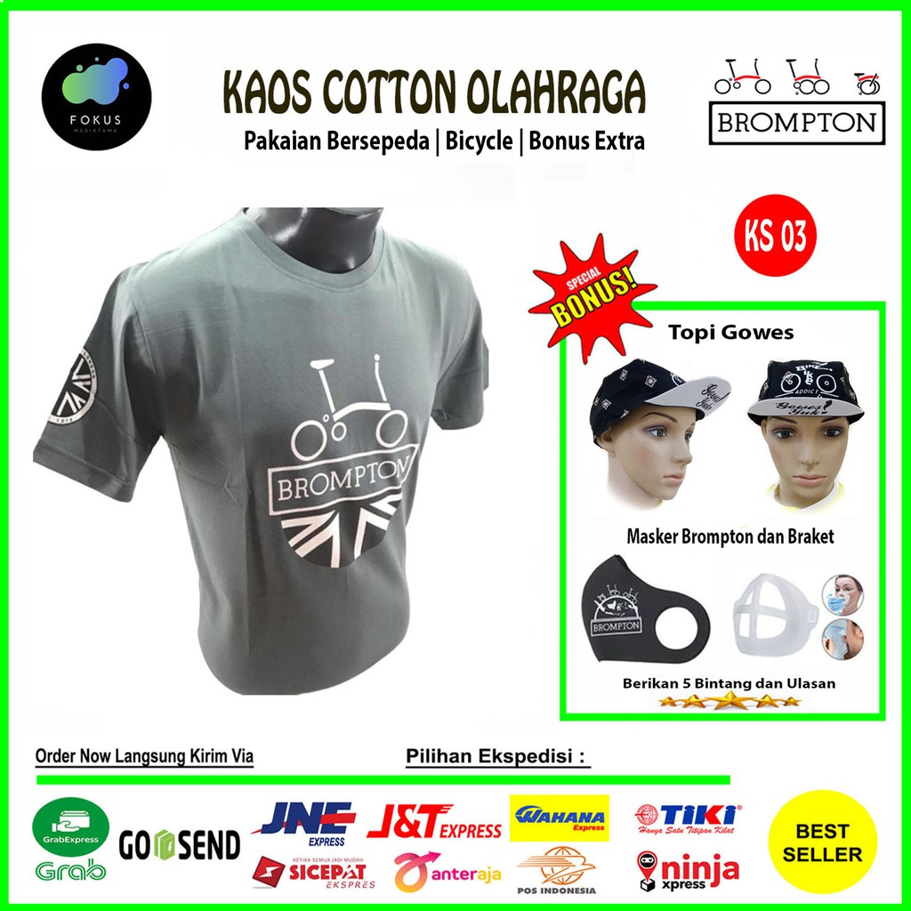 Kaos Sepeda Brompton Tshirt Gowes Bersepeda (Sepeda Bendera Abu)