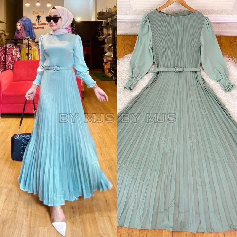 MDLV ~ 9094 RALINE PLEATED MAXI / LONG DRESS / GAMIS IMPORT / FASHION MUSLIM / FASHION IMPORT