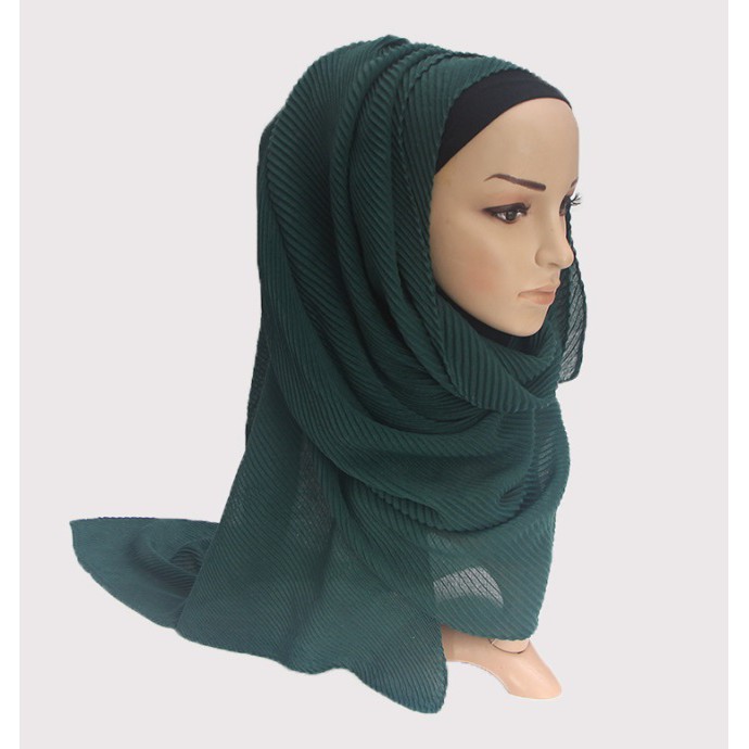 Pleated Hijab MS38 Jilbab Plisket Pashmina Muslim / Shawl Katun Modis Cutton Crinkle Scarf