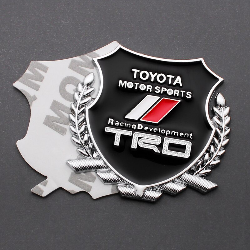 2pcs Stiker Emblem / Badge Metal 3D Untuk Dekorasi Mobil Toyota TRD Rush Vios Yaris RAV4 Etion Fortuner