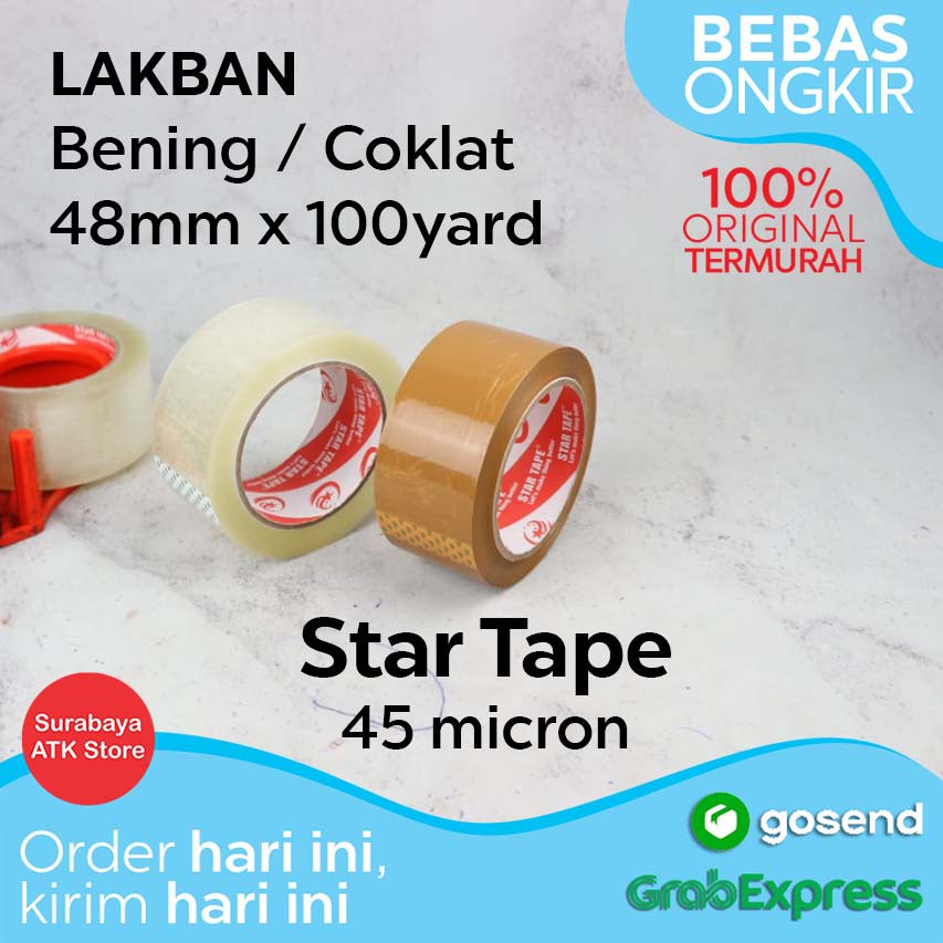 

MURAH Lakban 48mm x 100yard Plakban Besar Bening Coklat
