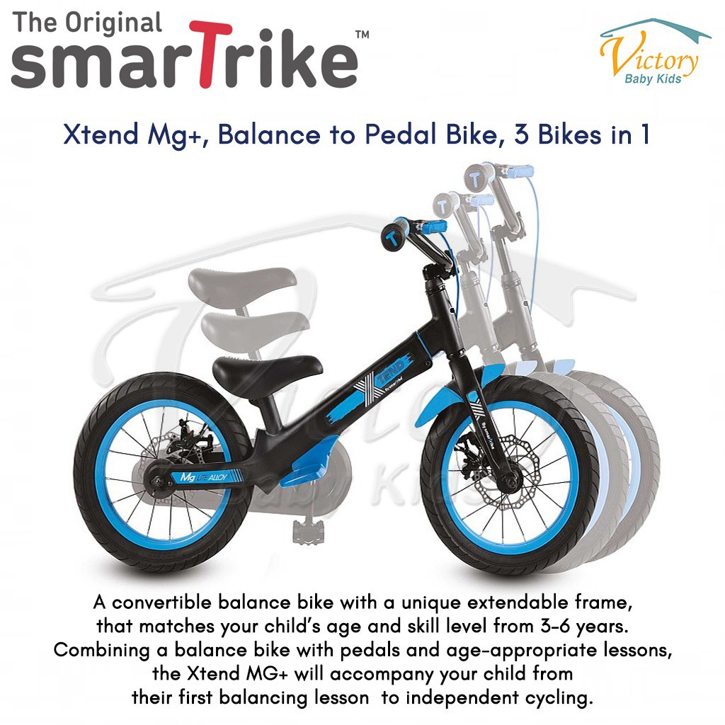 SmarTrike Xtend Mg+ Balance to Pedal Bike, 3 Bikes in 1 Blue Sepeda Anak