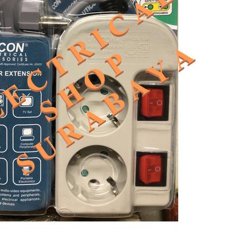 ➭ UTICON STOP KONTAK CP 2 LUBANG ST 1282 SW + SAKLAR KABEL (ST-1282SW) ➾