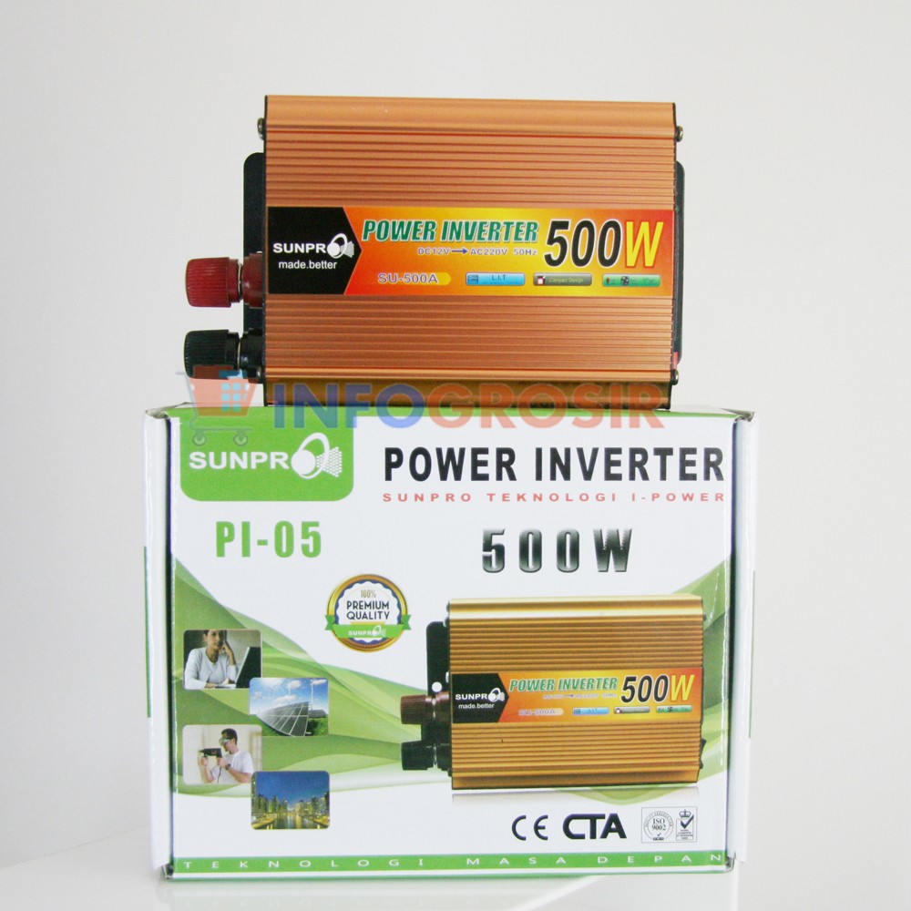 Power Inverter 500 Watt Sunpro PI-05 Mengubah Arus Dc Menjadi Ac