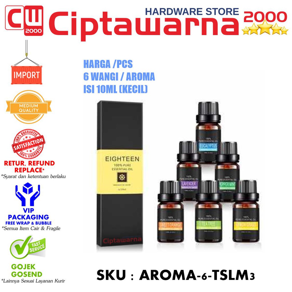 Aroma Terapi Eighteen Pure Essential Oil Minyak Aromatherapy 10ml 6PCS