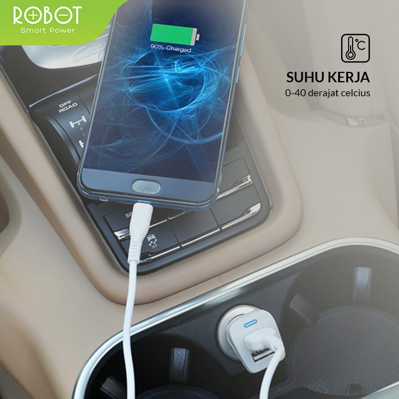 ROBOT RT-C06 Car Charger Colokan Mobil 2 Port USB Garansi Resmi 1 Tahun