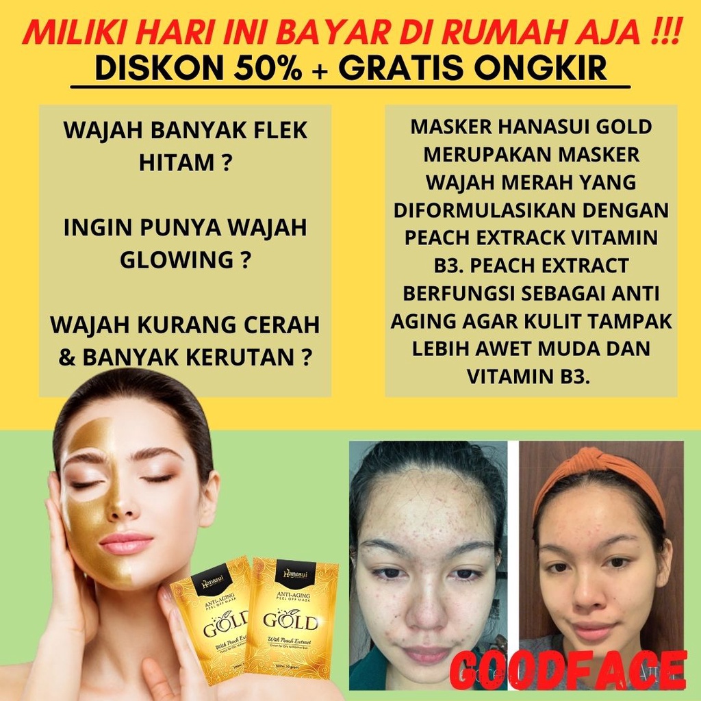 MASKER WAJAH NATURGO MASKER GOLD HANASUI BPOM PEMBERSIH WAJAH FACE MASK ANTI AGING PENGHILANG KOMEDO PERAWATAN KECANTIKAN