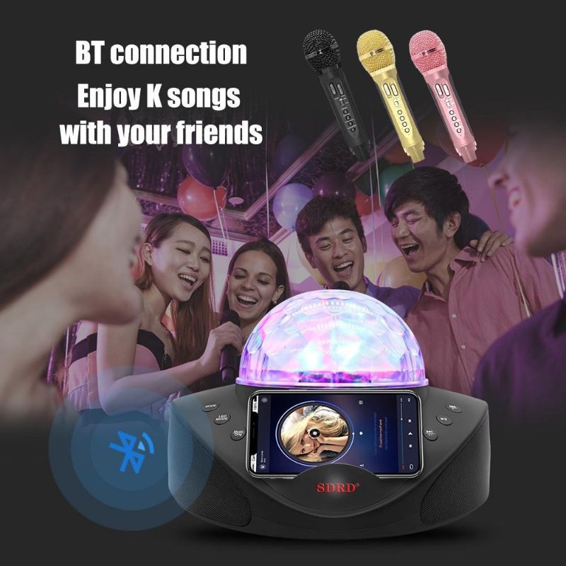 Speaker Bluetooth Portable SDRD SD308 Mic Wireless Karaoke LED SD-308 Lampu Disco + 2 Microphone