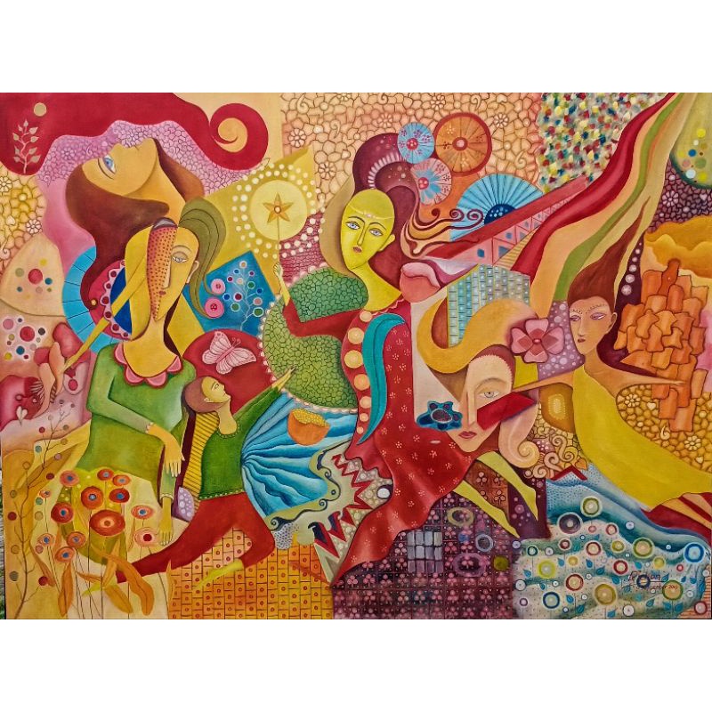 Lukisan cat minyak di kanvas