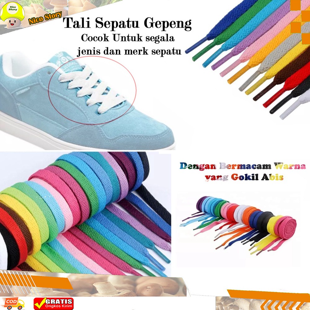 (NCS) 2PCS SEPASANG TALI SEPATU Gepeng Pipih Sneakers Hoodie / SHOELACES