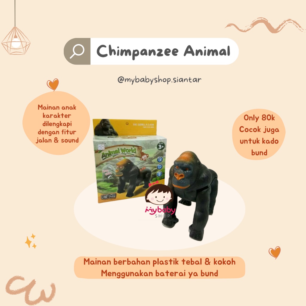 Mainan Hewan Gorilla Chimpanzee - Animal World Chimpanzee - mainan jalan - mainan animal