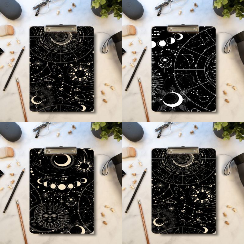 

papan ujian alas ujian Clipboard Papan dada motif hitam aesthetic