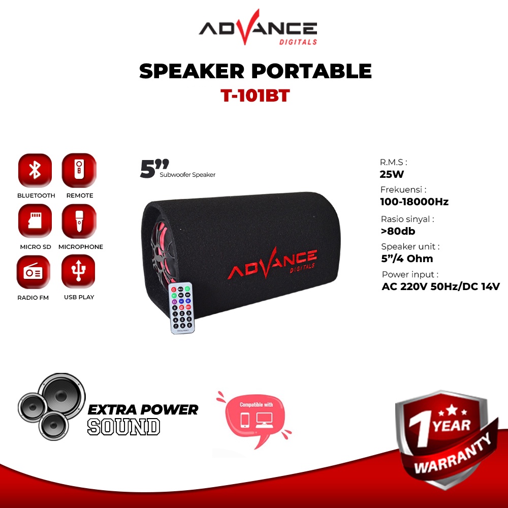 Advance T101BT - Multimedia Speaker with Subwoofer System 5 inch + Bluetooth | Garansi Resmi 1Tahun