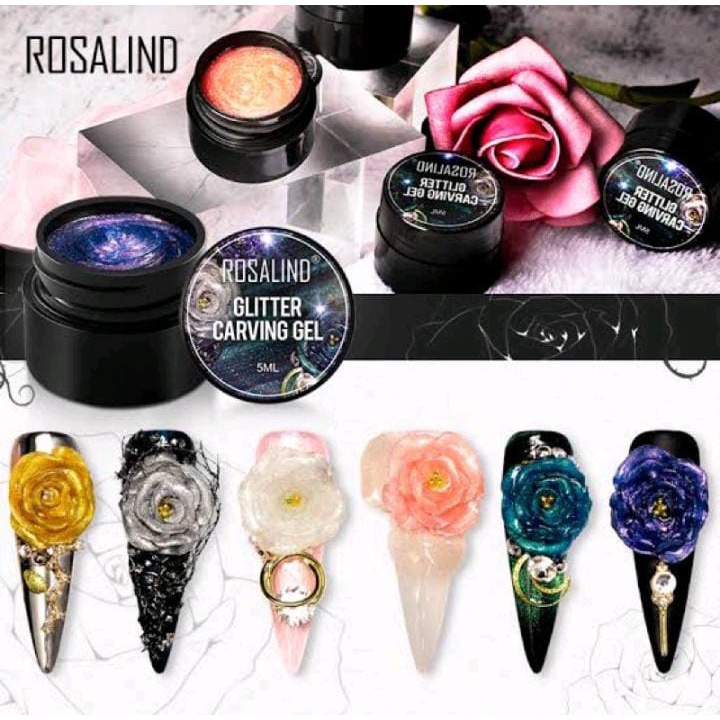 ROSALIND GLITTER  CARVING 4D GEL / GEL CARVED GEL 3D TIMBUL GEL POLISH NAIL ART CARVING GEL