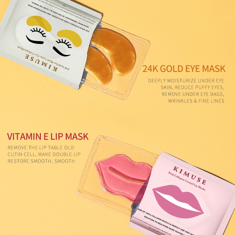 (READY &amp; ORI) Kimuse 24K Gold Eye &amp; Lip Mask Masker Mata Bibir KS908 909