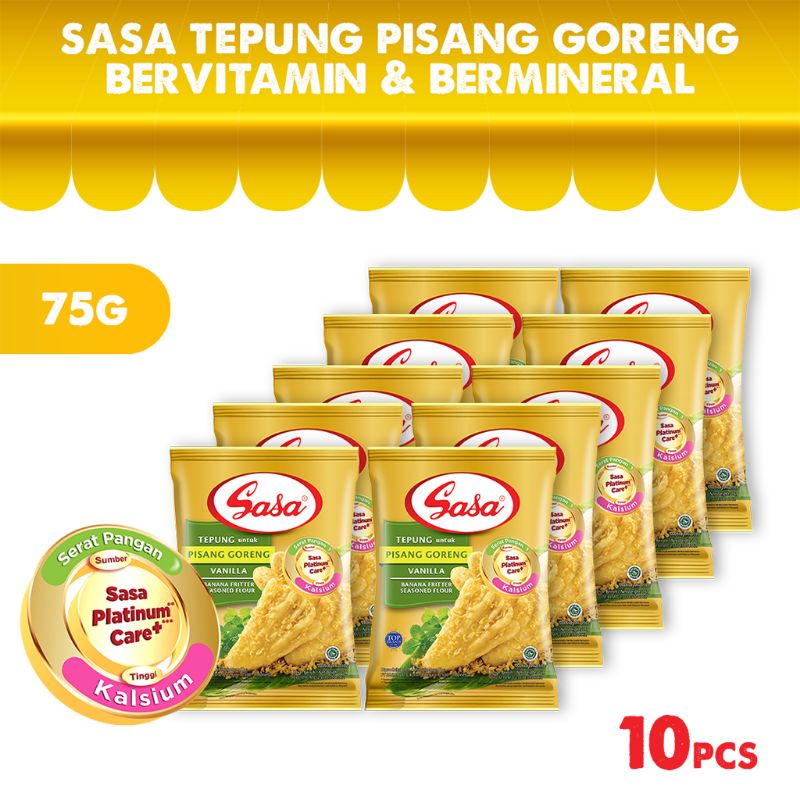 

Sasa Tepung Pisang Goreng Bervitamin & Bermineral 75gr - 10pcs gratis 3 sendok makan 3 pcs