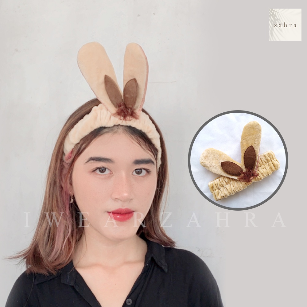 BANDANA BUNNY PANJANG - Bando Bulu Mandi Facial Aksesoris Accessories Wanita Scrunchie Ikat Rambut