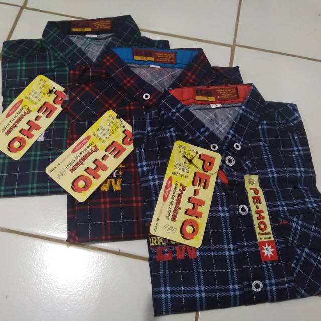 [Terbaru] kemeja hem kotak anak laki-laki 2-7 tahun