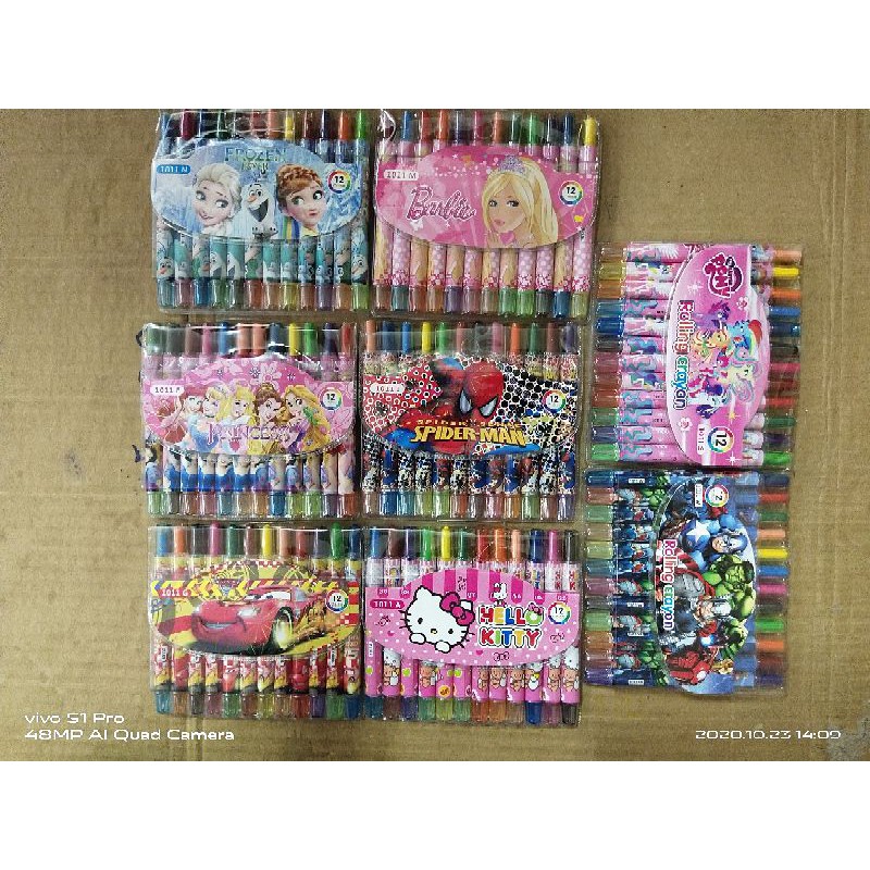 

crayon putar pendek karakter isi 12 pc