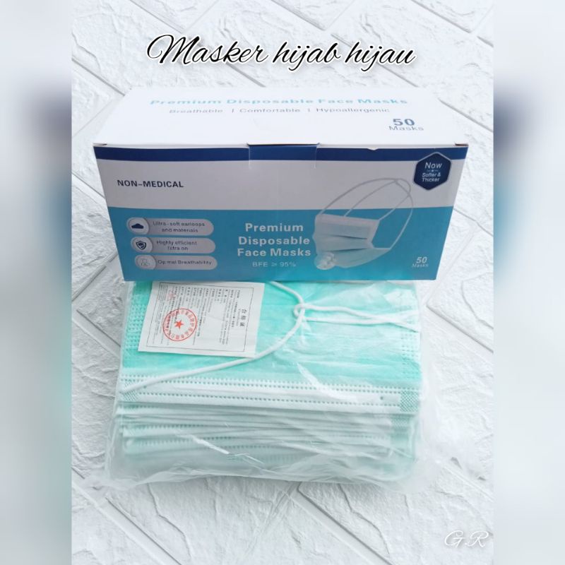 MASKER HIJAB WARNA HIJAU