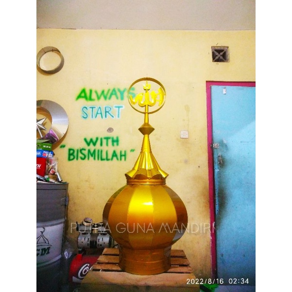 Kubah masjid/mushola stainless steel dekoratif 45cm