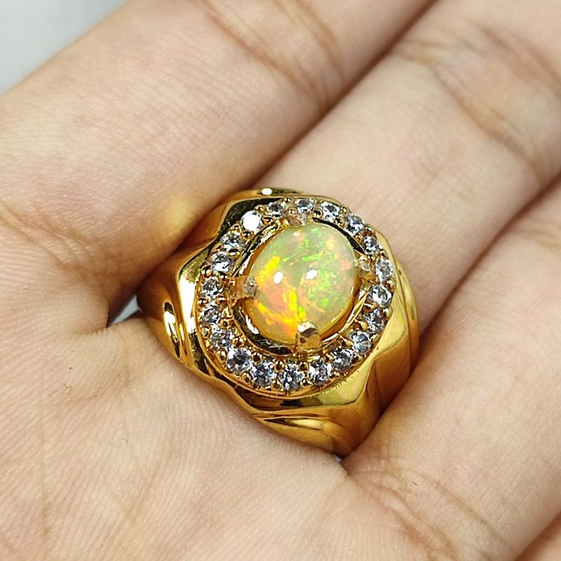 CINCIN BATU KALIMAYA ASLI NATURAL IKATAN RING PERAK BANGKOK CHROME GOLD MEWAH